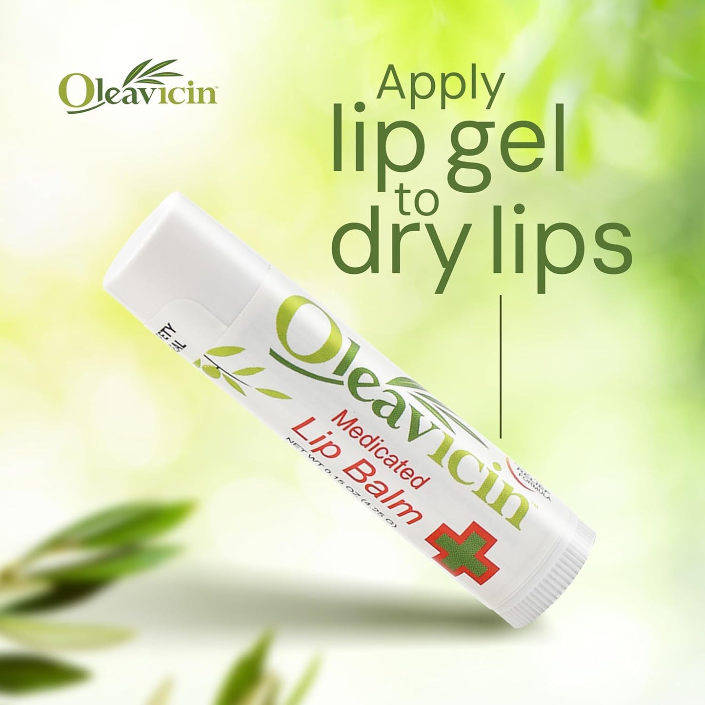 Natural Lip Balm by Oleavicin | Dry Lip Relief | Patented Moisturizing Formula for Chapped Lips | Organic Olive Leaf Extract