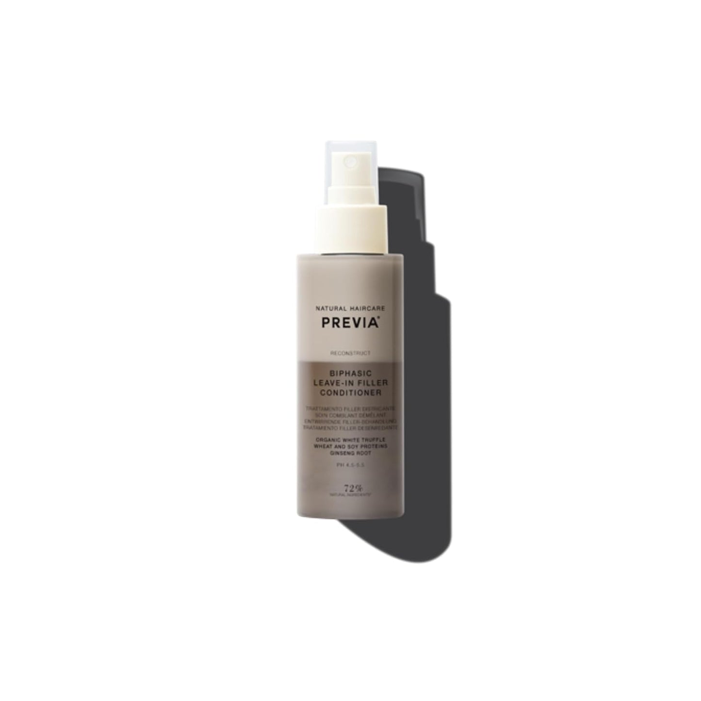 PREVIA Hydrating Leave-in Conditioner Spray with White Truffle Extract - Reconstructive Biphasic Detangling Treatment for Damaged, Dry, and Brittle Hair - Tames Frizz & Controls Static 3.3 Floz