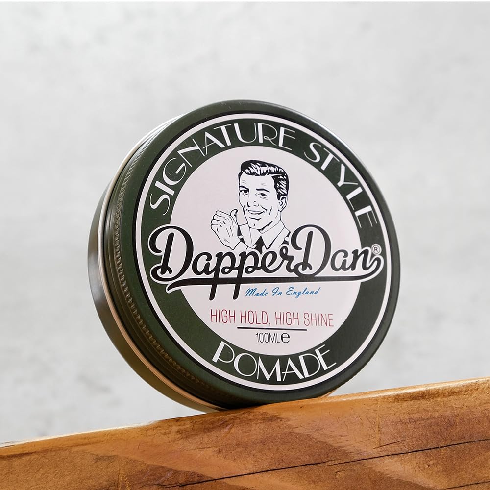 Dapper Dan Signature Pomade, High Shine and Hold for Classic Styles, Water Based for All Hair Types, Bergamot and Leather Fragrance, 100ml