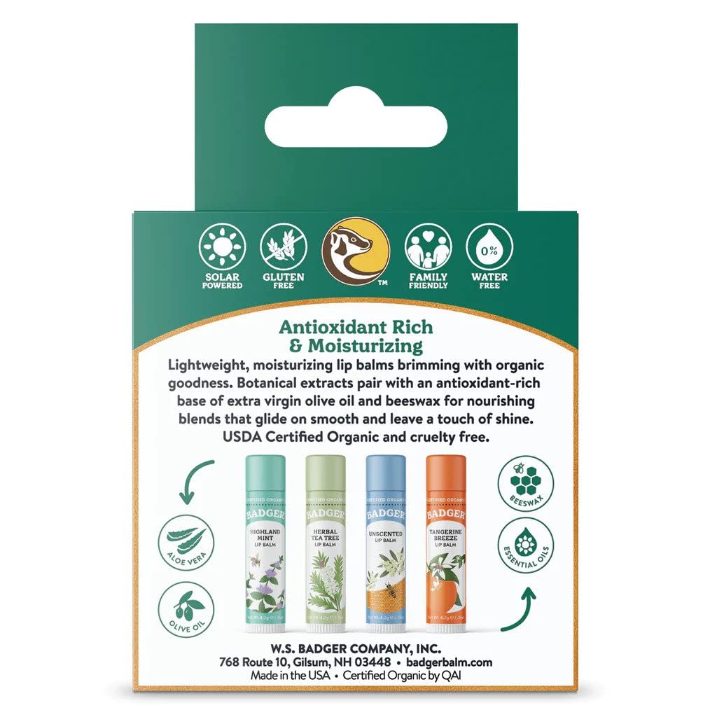 Classic Lip Balm - Tangerine Breeze, Lavender & Orange, Vanilla Madagascar, Pink Grapefruit 4Pk