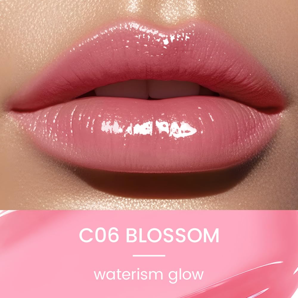 CATKIN Glossy Lip Balm Ultra Hydating Glow Lip Tinted Jelly Plump Melting Balm Shea Butter Repair Soothing For Dry Lips Dewy Finished 0.12 oz 2pcs Set 02