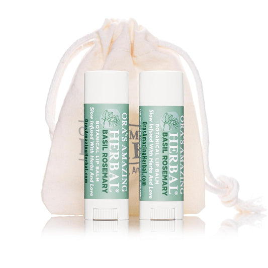 Natural Lip Balm, Perioral Dermatitis Treatment, Calendula, Healing Lip Balm with Immune Supportive Basil & Rosemary Essential Oil, Organic Coconut Oil, 2 Pak, Ora's Amazing Herbal