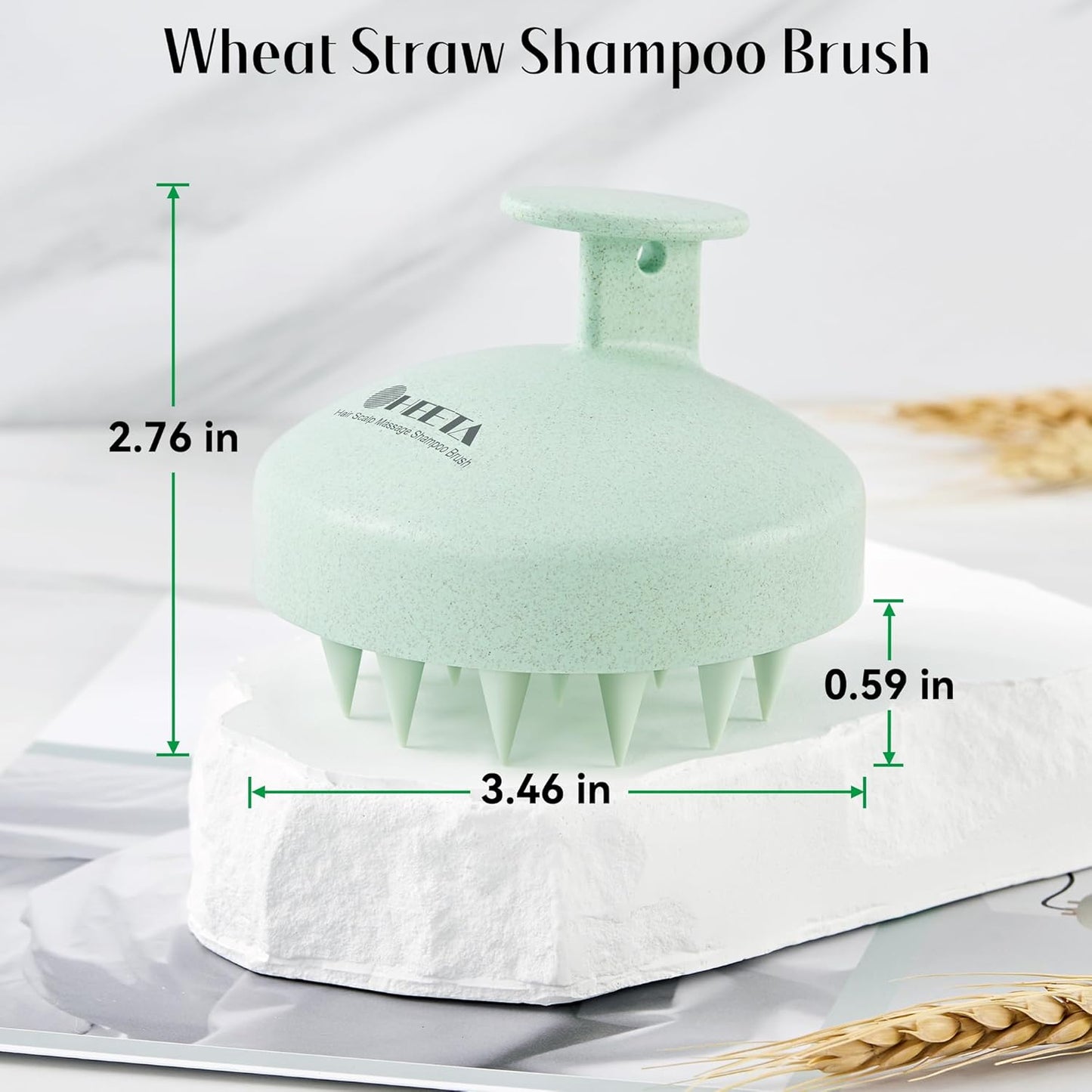 HEETA Scalp Scrubber Shampoo Brush, Scalp Massager Tool for Hair Growth, Soft Silicone Bristles for Dandruff Removal Wet Dry Use Women Men Kids Pet, Fit All Hair Types Care, Green