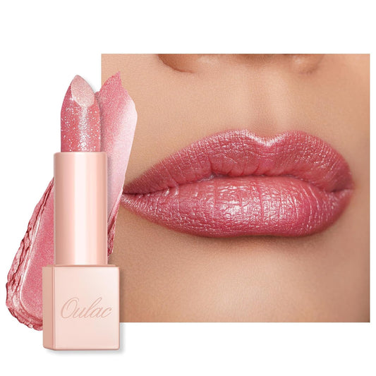 Oulac Moisturizing Pink Lipstick for Women - Tinted Lip Balm with Shimmmer, Lightweight Lip Makeup, Nourishing & Hydrating Formula, Vegan & Gluten Free, PG03 Pink Jewel