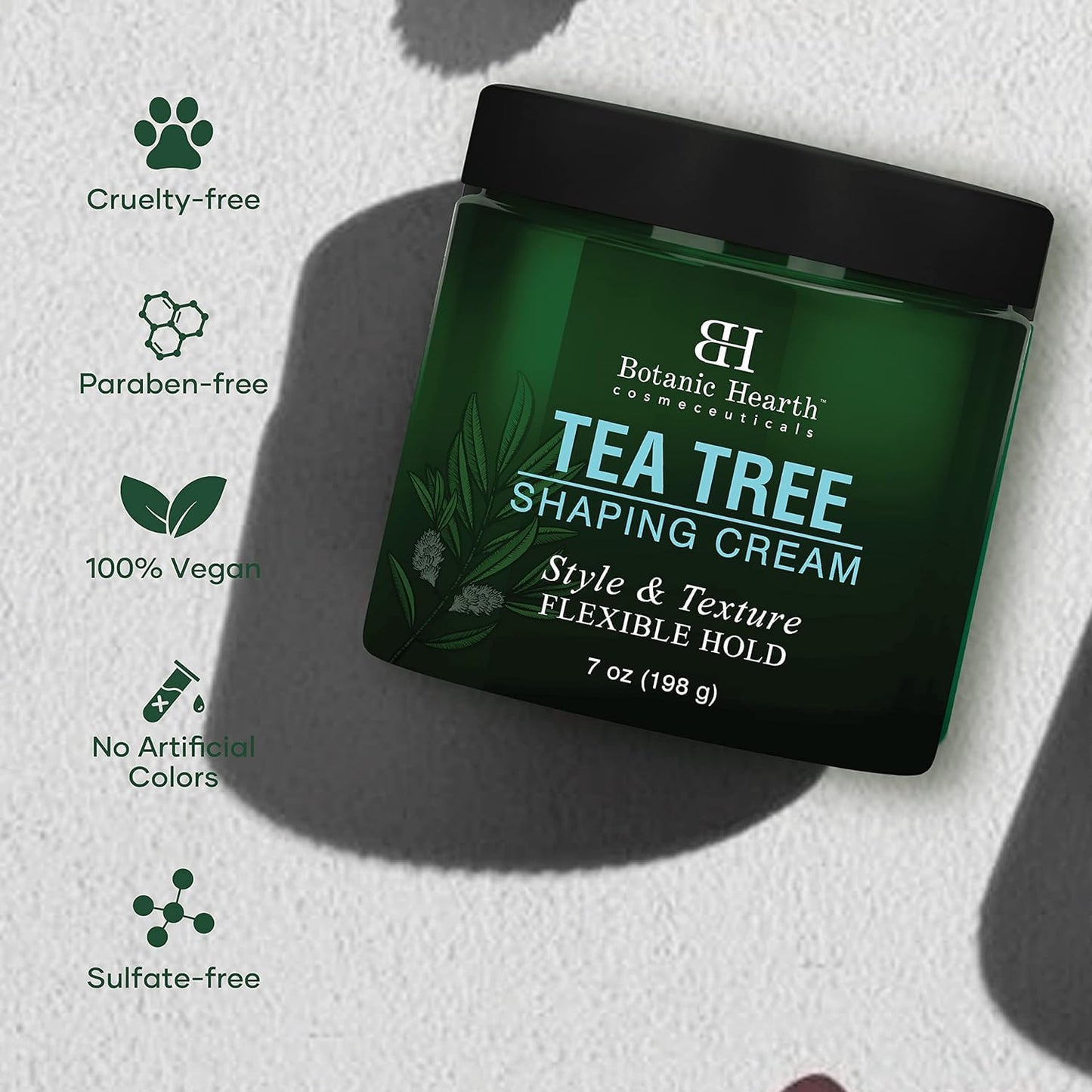 Botanic Hearth Tea Tree Shaping Cream, Hair Styling Cream With Collagen & Biotin | Style & Texture, Strong & Flexible Hold, For All Hair Types | Men And Women | Made In Usa | 7 Oz
