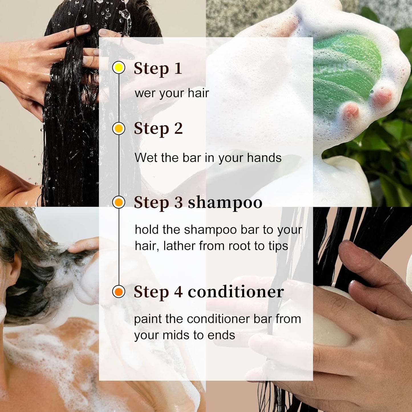 Shampoo Bar and Conditioner Bar Set - Promote Hair Growth & Purifying, Paraben Free and Sulfate Free for Men & Women Dandruff Oily Hair, 2pcs