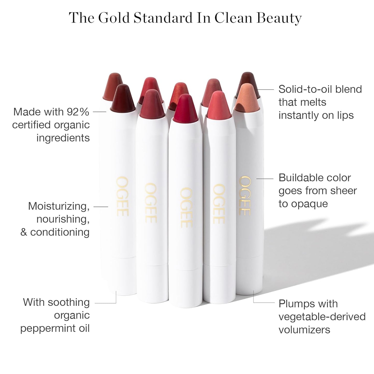 Ogee Tinted Sculpted Lip Oil - Lip Stain Made with 100% Organic Coconut Oil, Jojoba Oil, and Vitamin E - Best as Lip Balm, Lip Color or Lip Treatment - ROSALIA