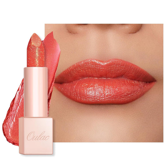 Oulac Moisturizing Coral Lipstick for Women Tinted Lip Balm Infused with Sodium Hyaluronate Acid, Lightweight Lip Makeup, Vegan & Gluten Free, PG04 Sunrise