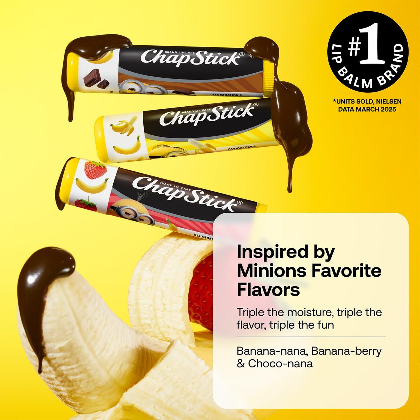 ChapStick Bulk Lip Balm Sets, Minions, 12 Banana Variety 3-Packs (36 Sticks Total), Party Favors for Kids, 0.15 Oz Ea