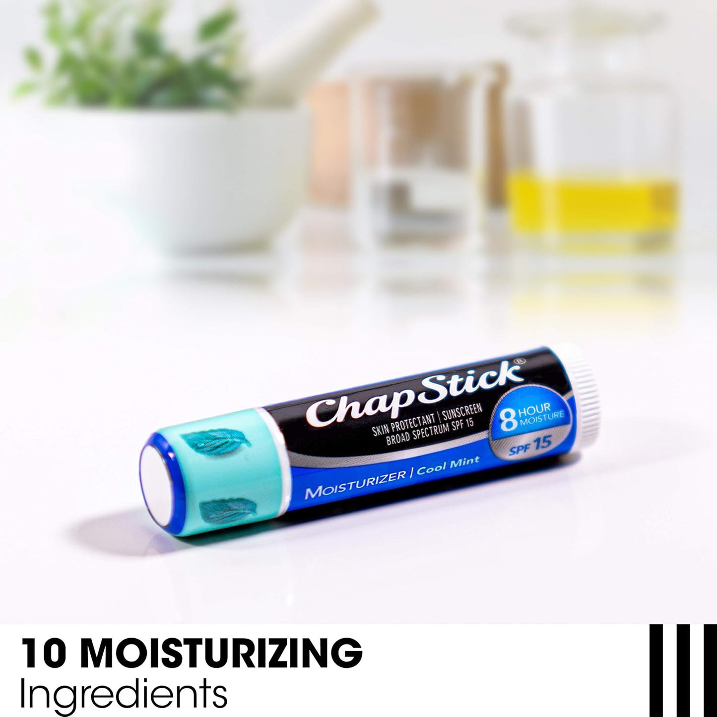 ChapStick Moisturizer 2-in-1 Lipcare SPF 15, Cool Mint, 3-Pack – Sunscreen Lip Balm with Aloe Vera and Vitamin E, 0.15 Ea