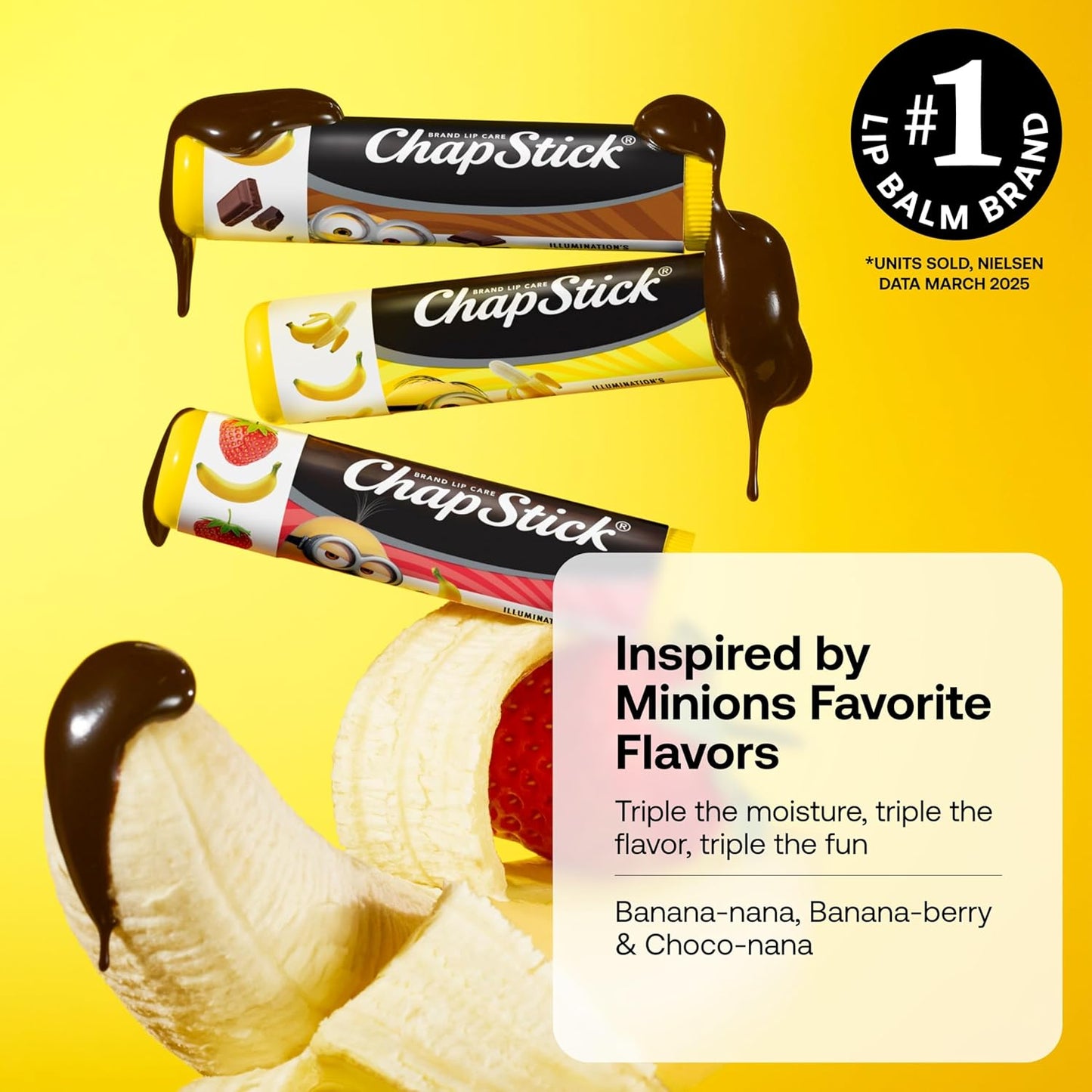 ChapStick Lip Balm, Minions Banana Variety Packs (9 Sticks), Party Favors for Kids, 0.15 Oz Ea